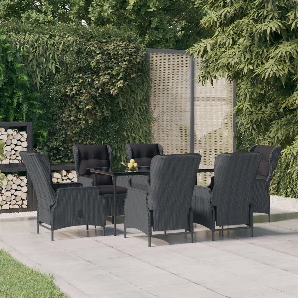 Set da Pranzo da Giardino 7 pz Grigio Scuro in Polyrattan cod mxl 41131