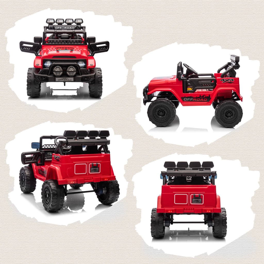 Macchina Fuoristrada per Bambini 99x66x68.5 cm con Fanali Clacson e Telecomando in PP e Metallo Rosso