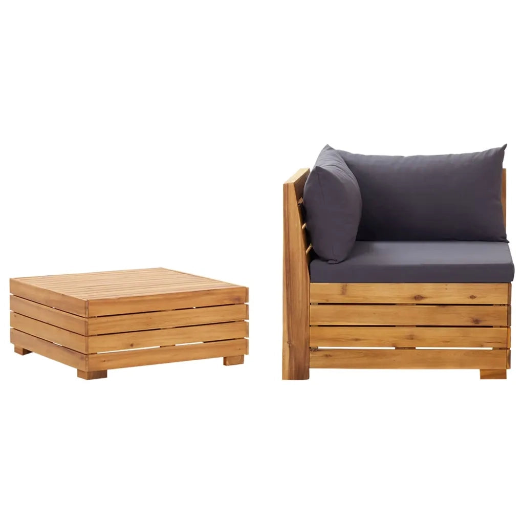 Set Divani da Giardino 2 pz con Cuscini in Massello di Acacia cod mxl 73443