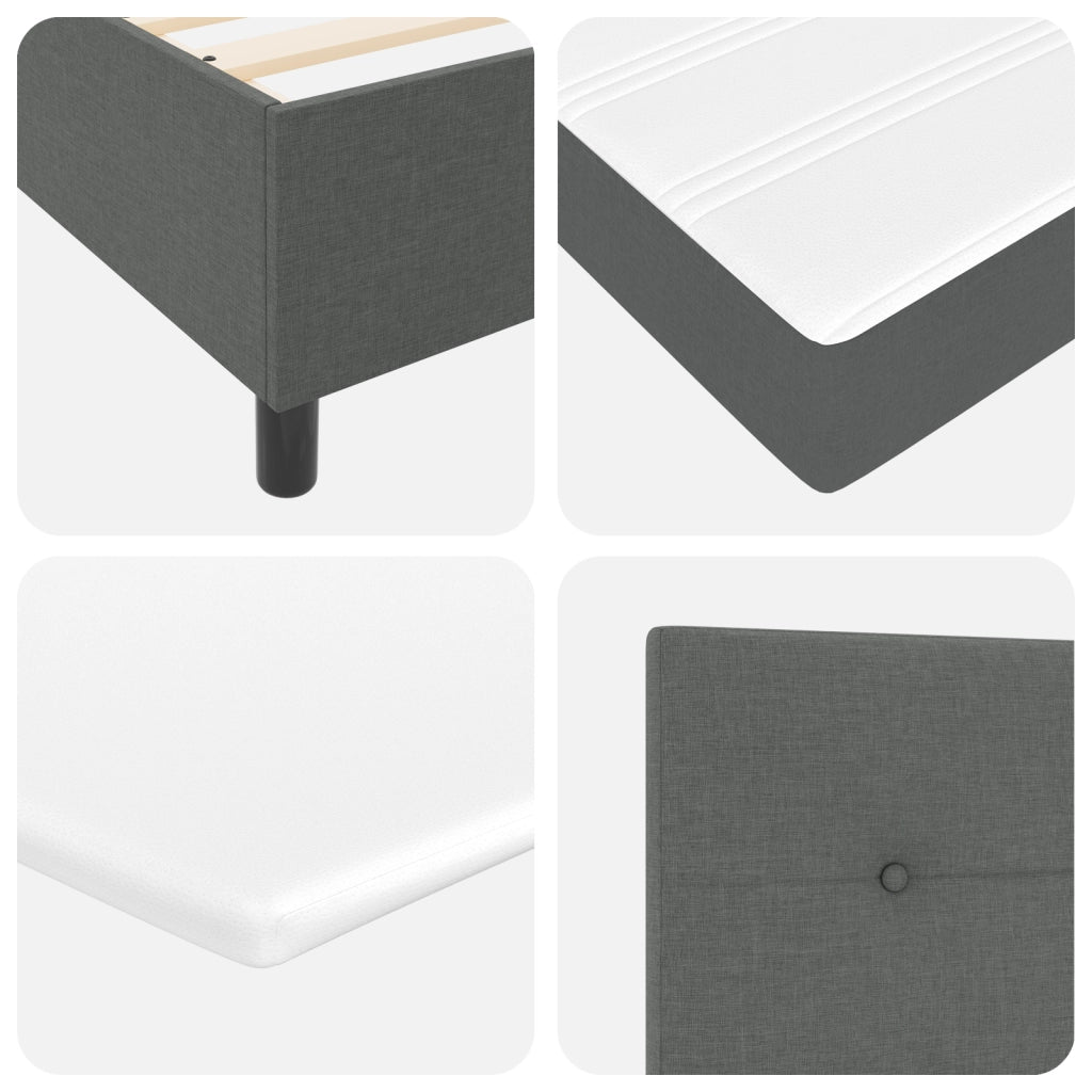Letto a Mola con Materasso Grigio Scuro 140x200 cm Tessuto