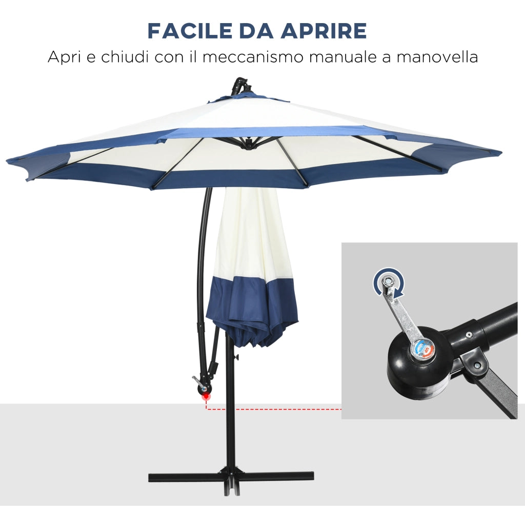 Ombrellone da Giardino ¨C Zephmum ¨C Blu Scuro e Crema, ?3x2 m