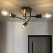 ZMH Lampada da soffitto 6 luci E27 stile industriale retrò nero metallo rustico per camera da letto ristorante