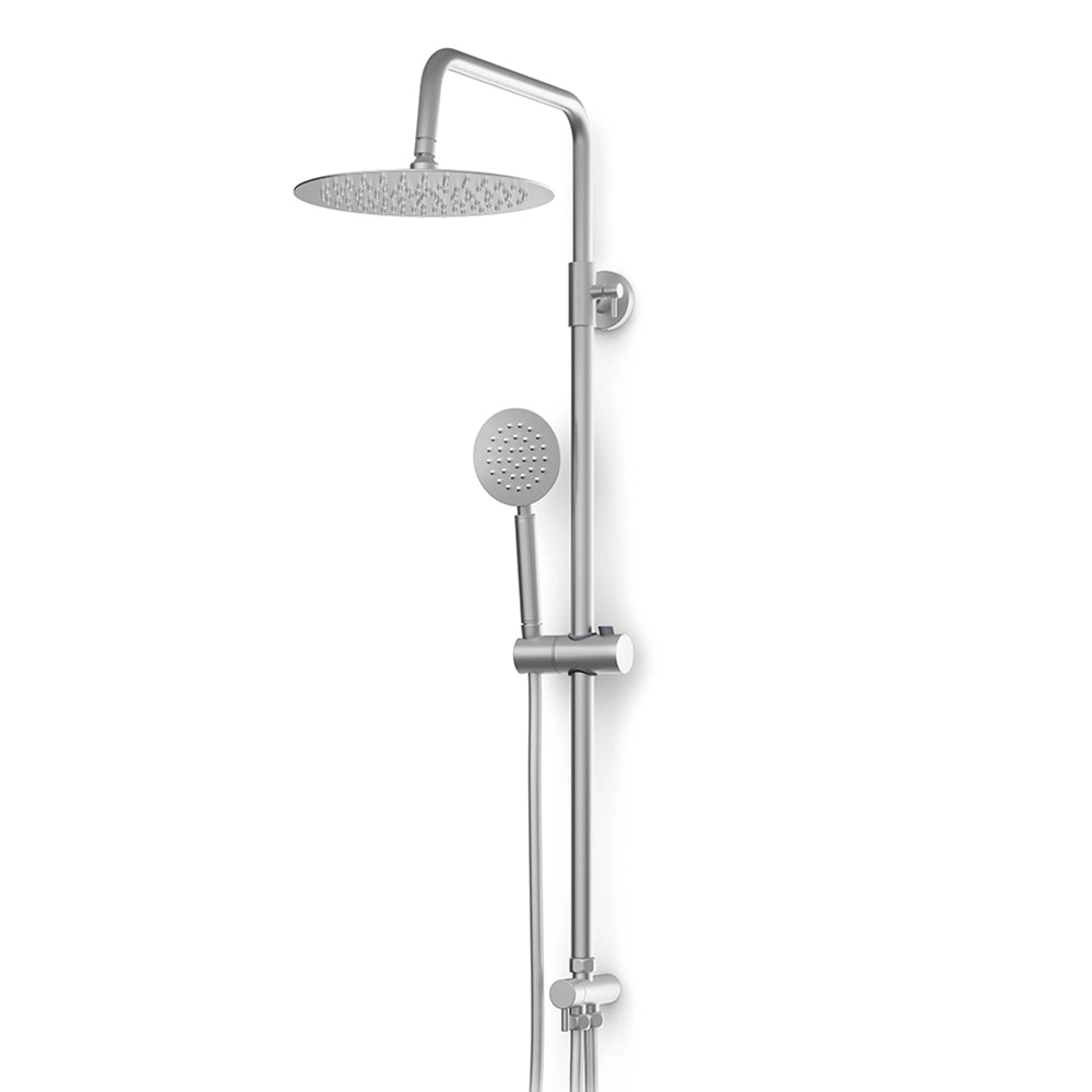 Colonna doccia con soffione 25cm e doccetta tonda in acciaio inox satinato
