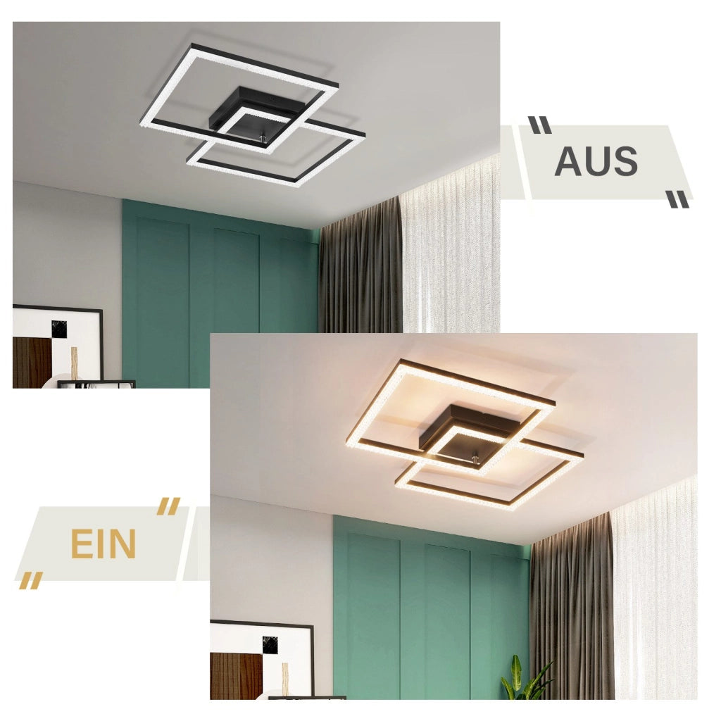 ZMH Lampada da soffitto plafoniera LED 24W nera cristallo luce bianco caldo moderna per soggiorno camera letto cucina