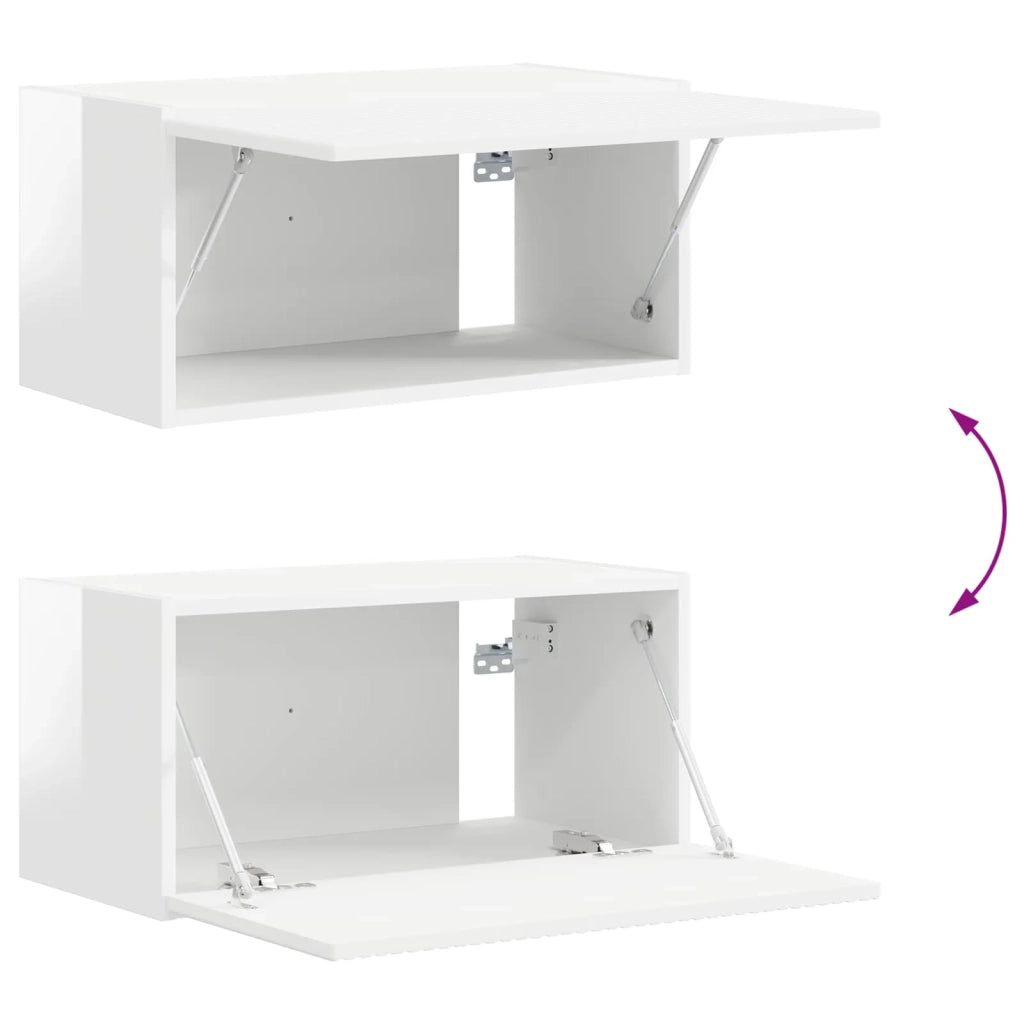 Set mobile TV 4 pcs Bianco Lucido Legno multistrato