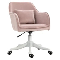Vinsetto Sedia da Ufficio Massaggiante a 2 Punti con Cuscino e Braccioli, in Tessuto, 57x70x78-86 cm, Rosa