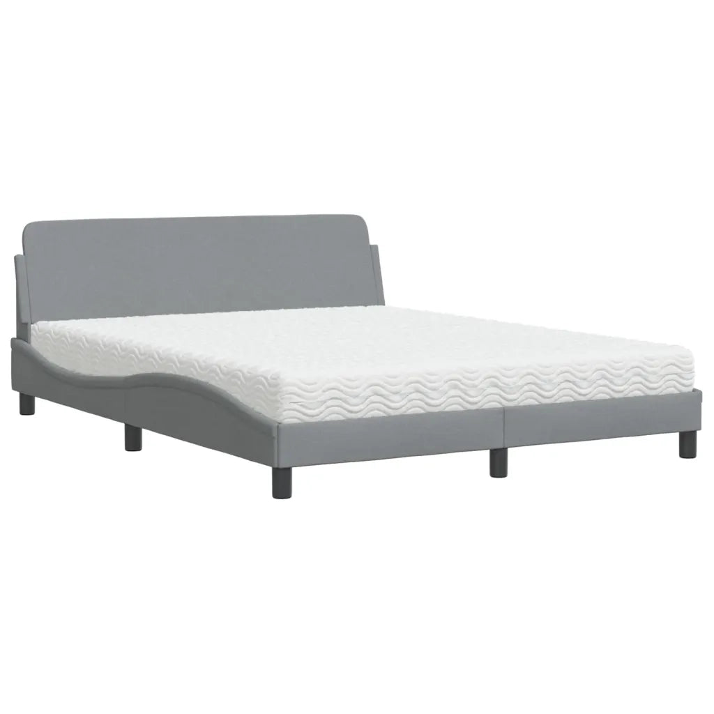 Letto con Materasso Dover Grigio Chiaro160x200 cm Tessuto