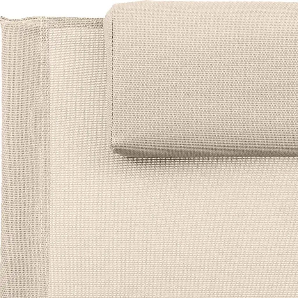 Lettino Prendisole con Cuscino in Acciaio e Textilene Crema 317585