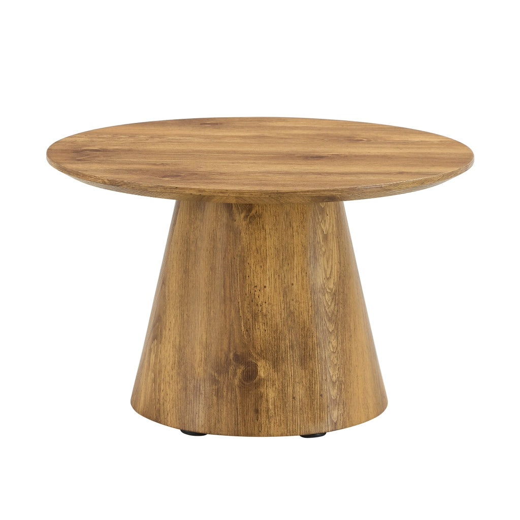 Tavolino rotondo in effetto legno, Ø 60 cm, H 35 cm, MDF, stile moderno salvaspazio