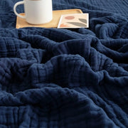 Deken di piuma morbida - plaid respirante - 1 pezzo - blu marino - 100% cotone - 140 x 190 cm