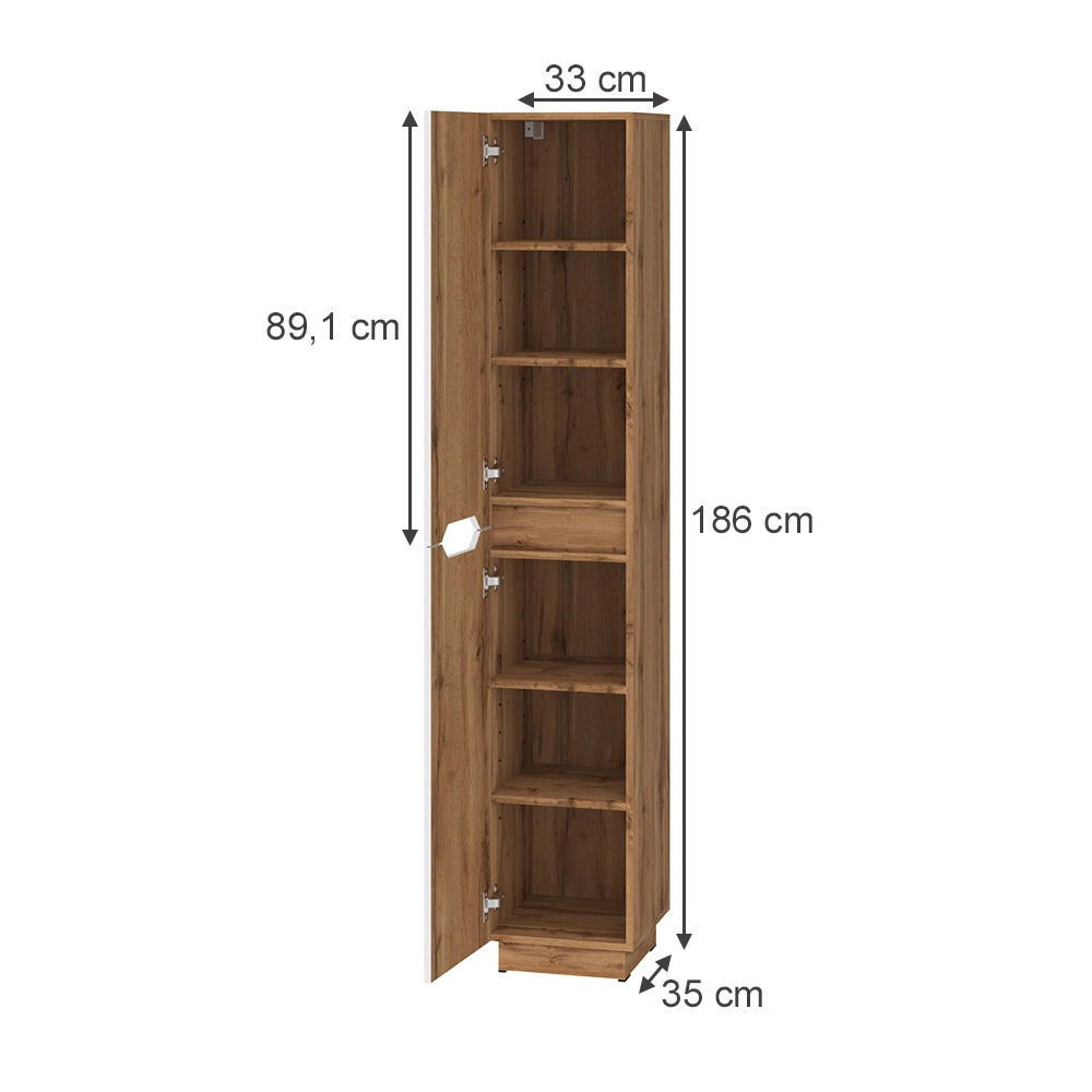 Vicco Armadio per il bagno Rovere/bianco a strisce 33 x 186 cm con 2 porte