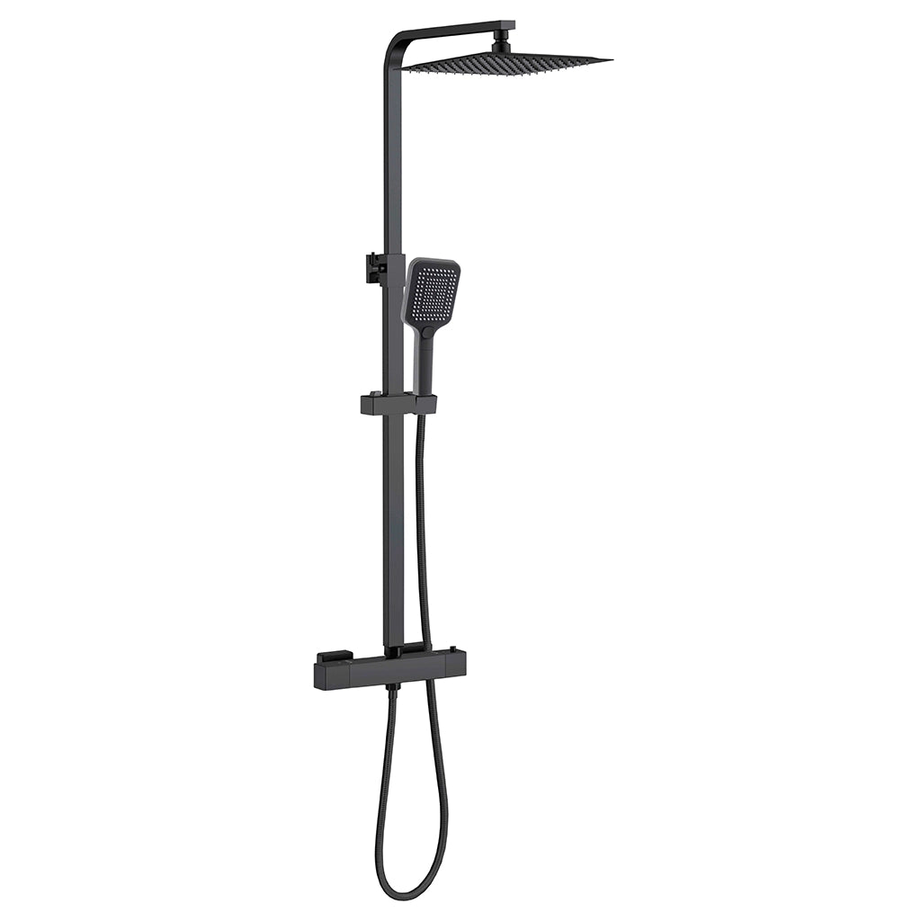 Colonne Doccia, AICA ITALY Colonna Doccia Termostatica, Colonna Doccia Studio con Grande Soffione 30x30cm, Nero
