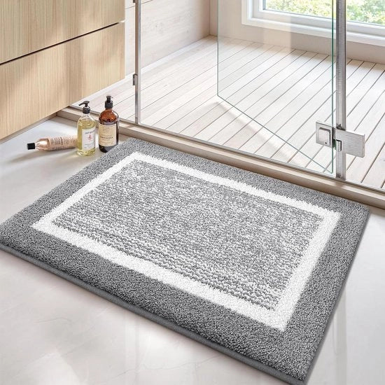 Mattezza microfibra 40 x 60 cm, antiscivolo, lavabile, assorbente acqua, panno da bagno duraturo (grigio)