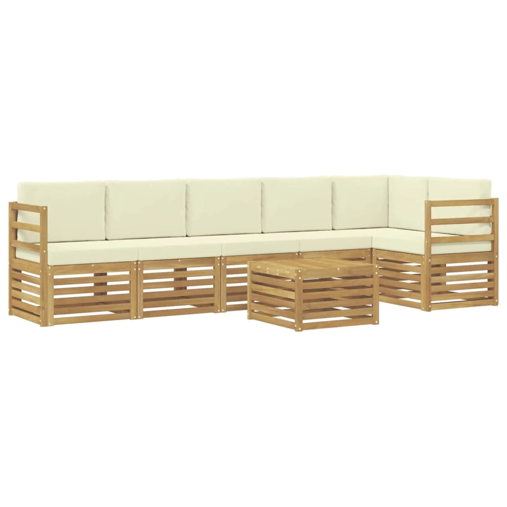 Set di divani da esterno 7 pcs Bianco e Crema Poliestere