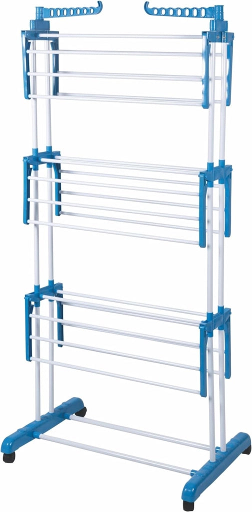 STENDINO A TORRE IN METALLO E PLASTICA IN COLORE BLU 75 X 64 X H171 CM