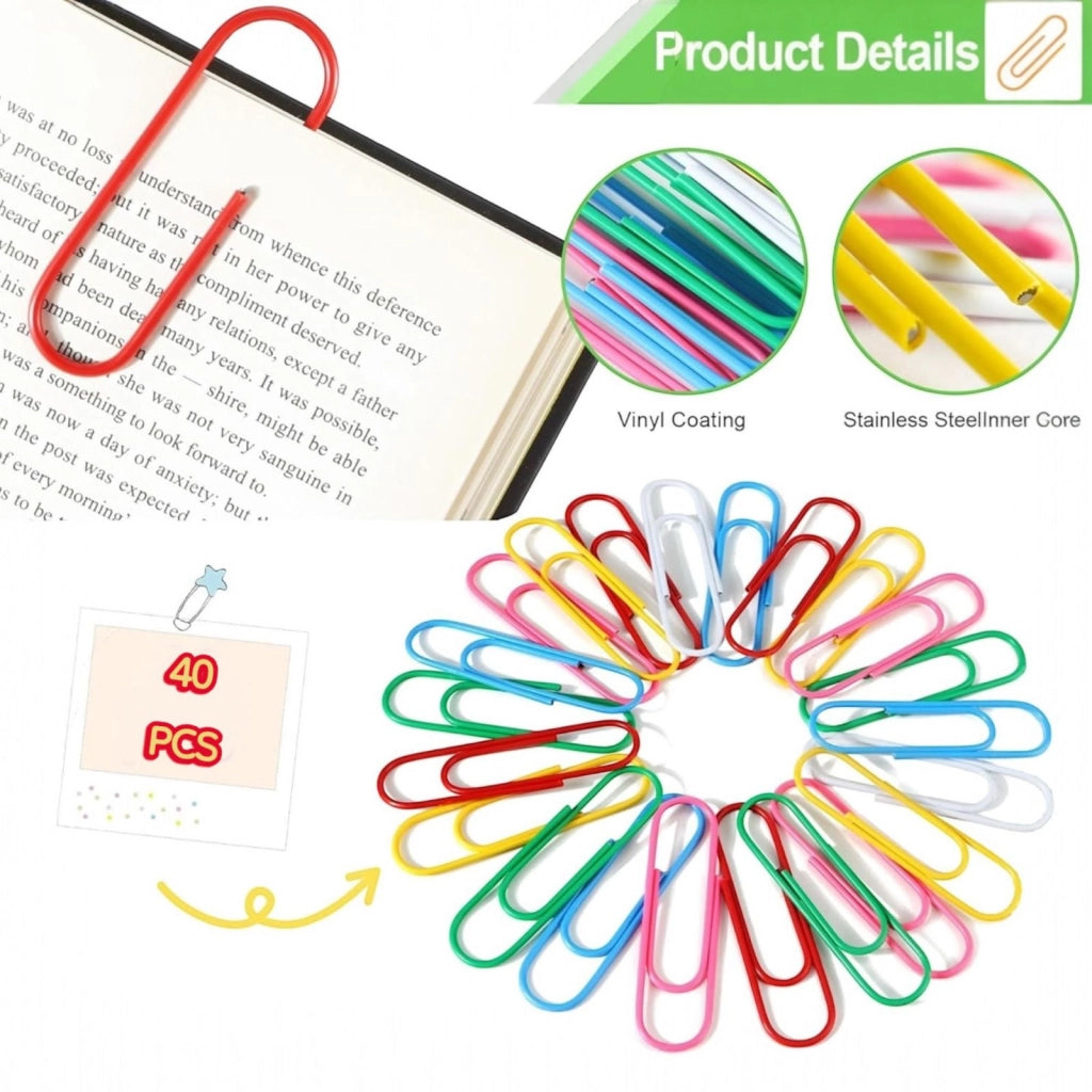 Graffette Documenti Colorate Jumbo 40/80 Pz 50mm Multicolore per Ufficio Scuola 40 Pz Graffette