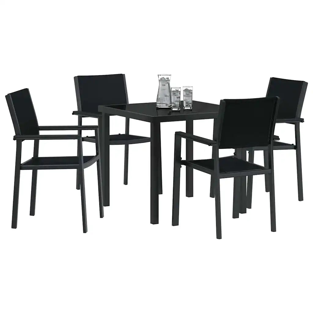 Set da Pranzo per Giardino 5 pcs Nero