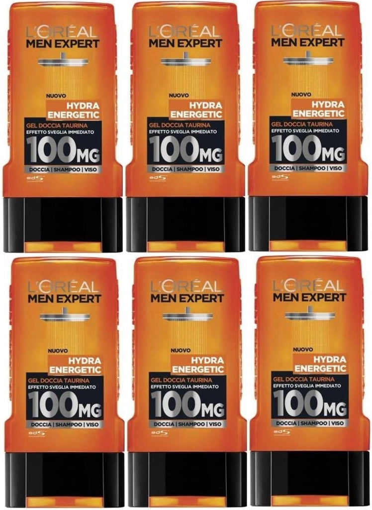 L'OREAL PARIS 6 CONFEZIONI MEN EXPERT GEL PER DOCCIA DA 300 ML HYDRA ENERGY CON TAURINA