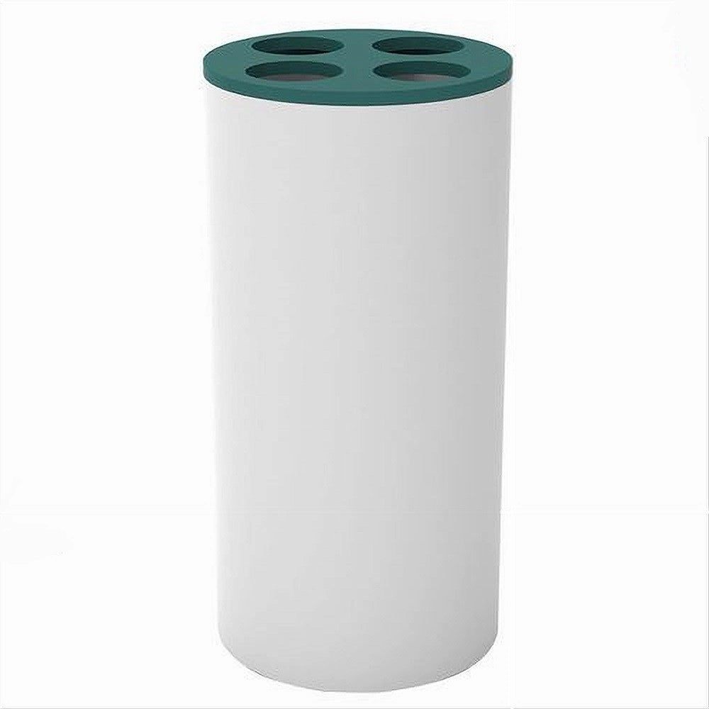 Trade Shop - Bicchiere Portaspazzolini 4 Fori Bianco Verde In Plastica Accessorio Bagno 69979 -