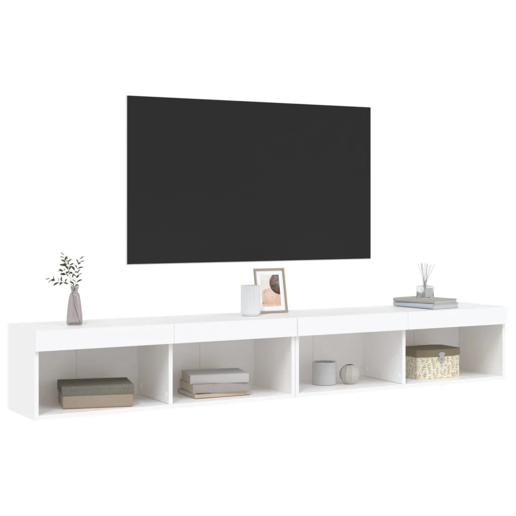 Mobili Porta TV con Luci LED 2 pz-Set di 2 Credenza per TV Bianchi 100x30x30 cm
