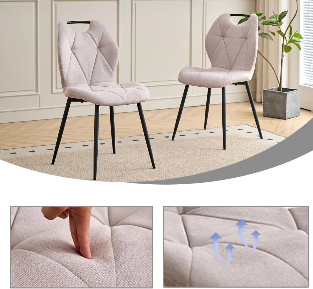 GrandCA HOME Set da 5 Pezzi Tavolo e Sedie da Pranzo, Tavolo Rotondo da 100 cm con 4 Sedie Imbottite Moderne, Adatto Per Sale da Pranzo e Cucine Soggiorno (Motivo Marmo+ Beige)