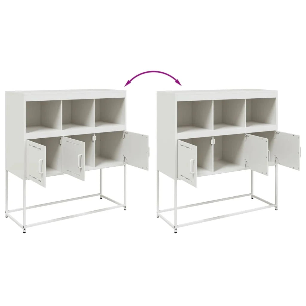 Buffet credenza cassettiera armadio mobile contenitore organizer per cucina soggiorno salotto 100,5 x 39 x 107 cm acciaio bianco 02_0030144