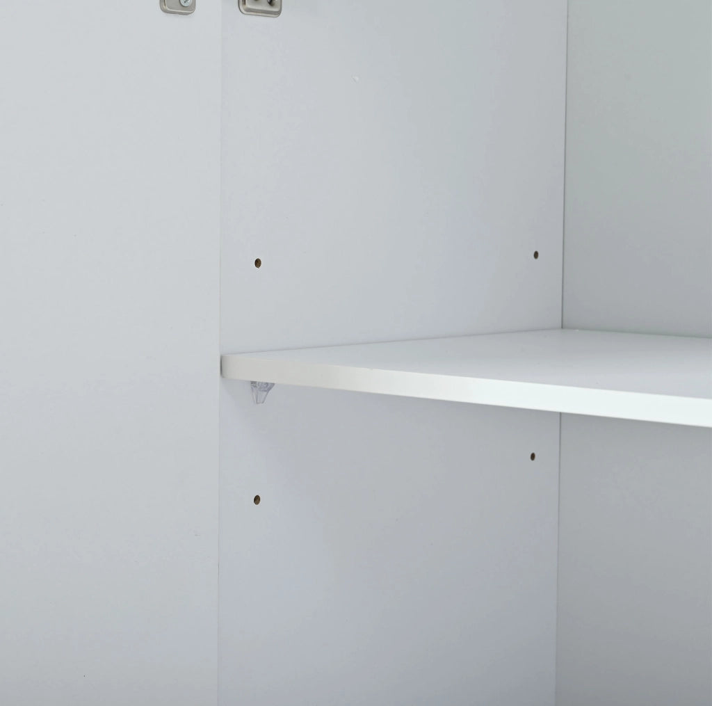 Credenza 35x140x70 cm con 4 ante e ampio spazio contenitivo in truciolato bianco e oro