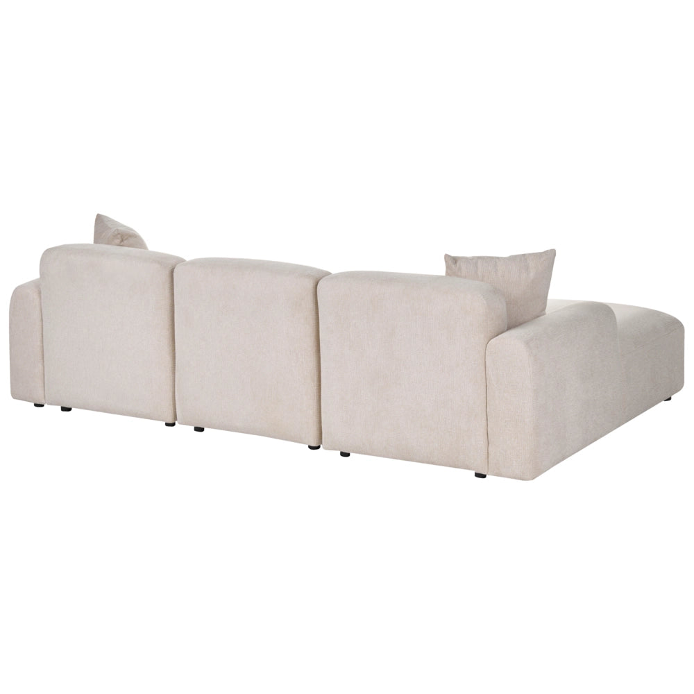Divano modulare con poggiapiedi, rivestimento in tessuto idrorepellente, 3 posti, divano angolare, salotto moderno lato destro beige chiaro
