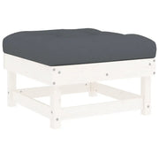 Poggiapiedi da Giardino con Cuscino Legno Massello Pino Bianco CFW4539872