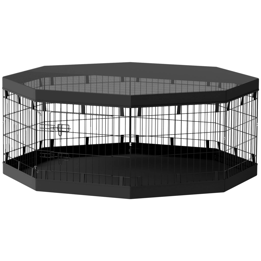 Recinto per cani 8 pannelli pieghevoli con porta ¨C zephmum ¨C nero 61x61 cm