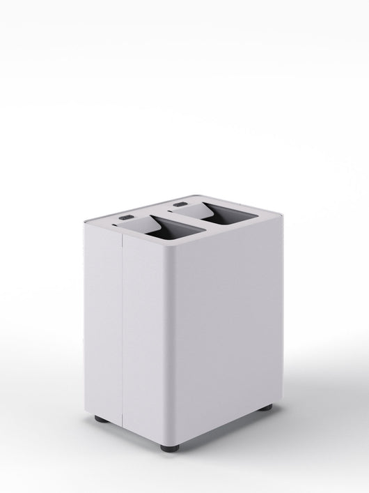 Pattumiera a 2 Scomparti Totale 16 L 33x25,5x39 cm con Contenitori Interni in Acciaio Verniciato Bianco