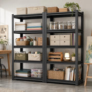 Scaffale per carichi pesanti 90x40x183 cm nero in metallo, 5 ripiani regolabili