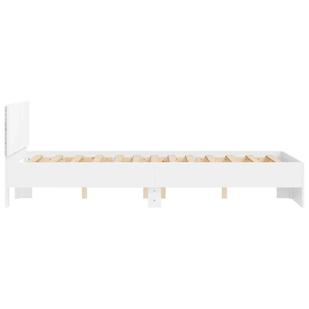 Giroletto con Testiera e LED-Struttura Letto con testiera Bianco 120x190 cm