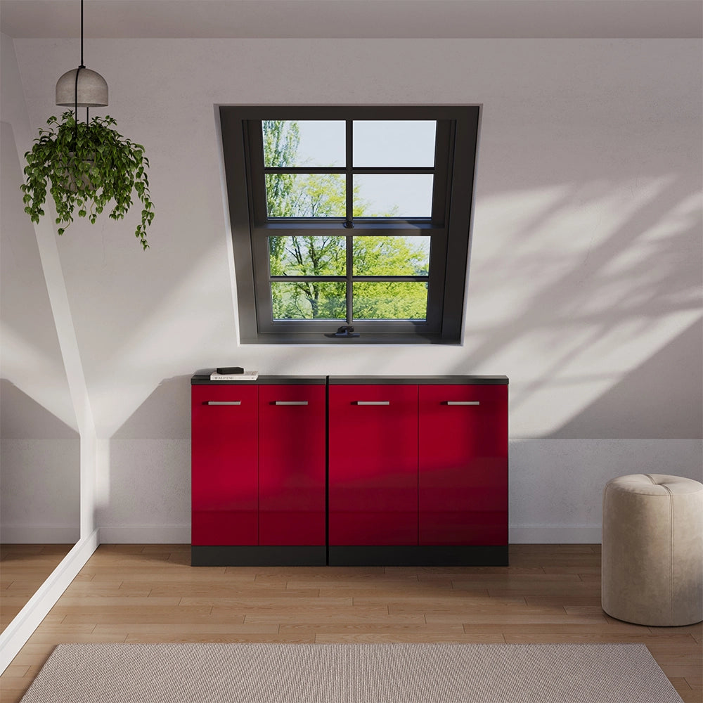 Vicco Mobile sottotetto Rosso lucido/antracite con 2 porte