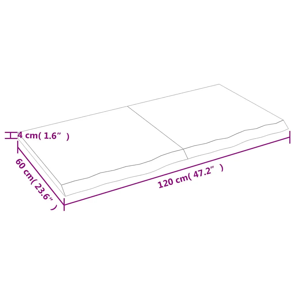 Piano Bagno Marrone 120x60x(2-4) cm Legno Massello Trattato CFW7124538