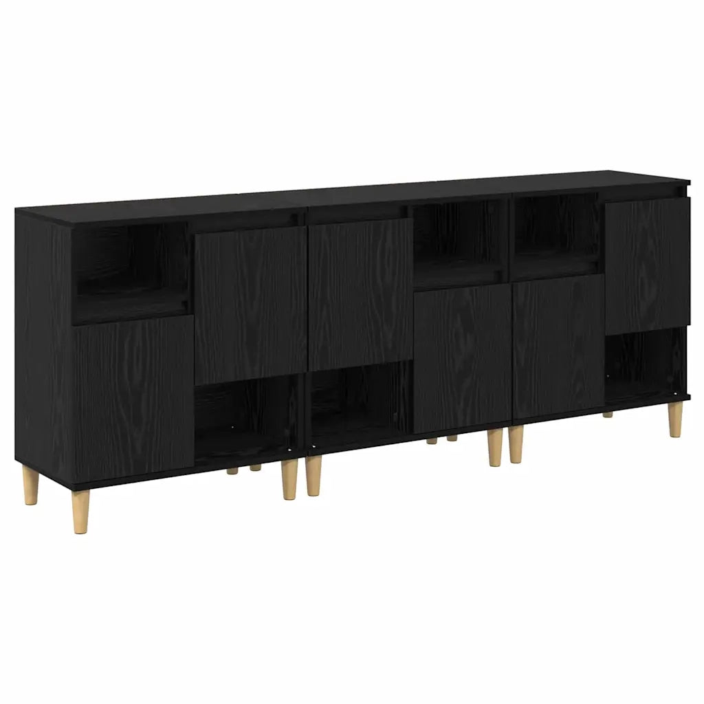 Credenza | Sideboards 3 pcs Rovere Nero 60 x 35 x 70 cm Legno multistrato