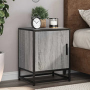 Comodino-Tavolino da notte Grigio Sonoma 40x31x50 cm Legno Multistrato e Metallo 678813