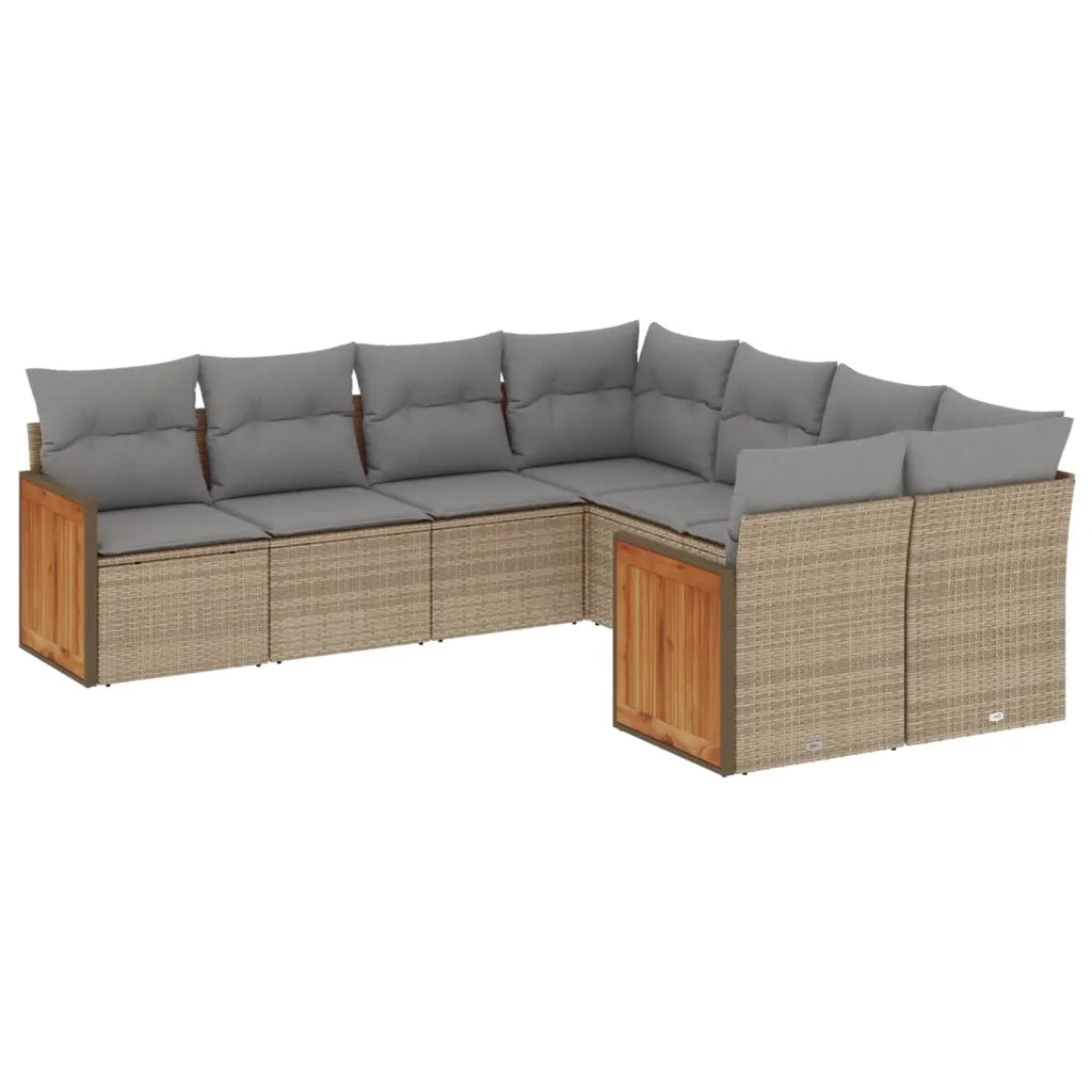 Set Divano da Giardino 8 pz con Cuscini Beige in Polyrattan 3260638
