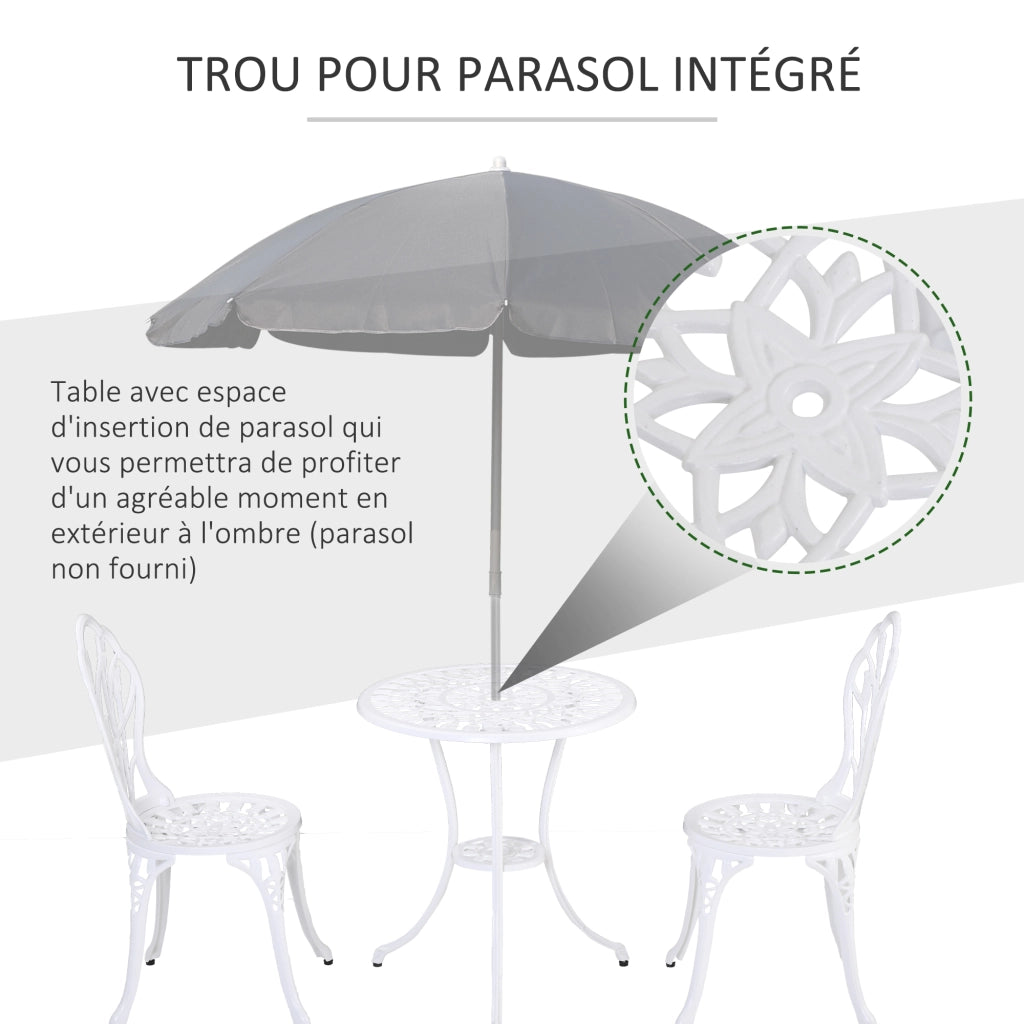 Set Giardino 2 Posti ¨C zephmum ¨C Divano 2 Sedie Tavolino Rotondo in Alluminio Bianco