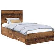 Letto singolo | Letto per adulti | Struttura del letto con testiera Legno vecchio 100 x 200 cm