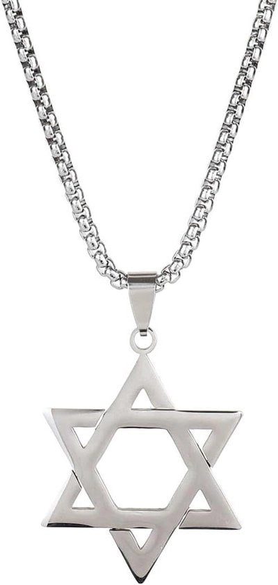 Collana per uomini in acciaio inossidabile con pendente a stella a sei punte - Regalo per il papà e il marito