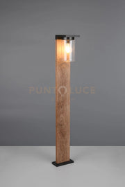 ARDILA PALO ALTO DA ESTERNO ALLUMINIO NERO CON EFFETTO LEGNO E VETRO TRASPARENTE CON INTERRUTTORE E SENSORE CREPUSCOLARE IP44 H.100CM 1 LUCE ATTACCO E27