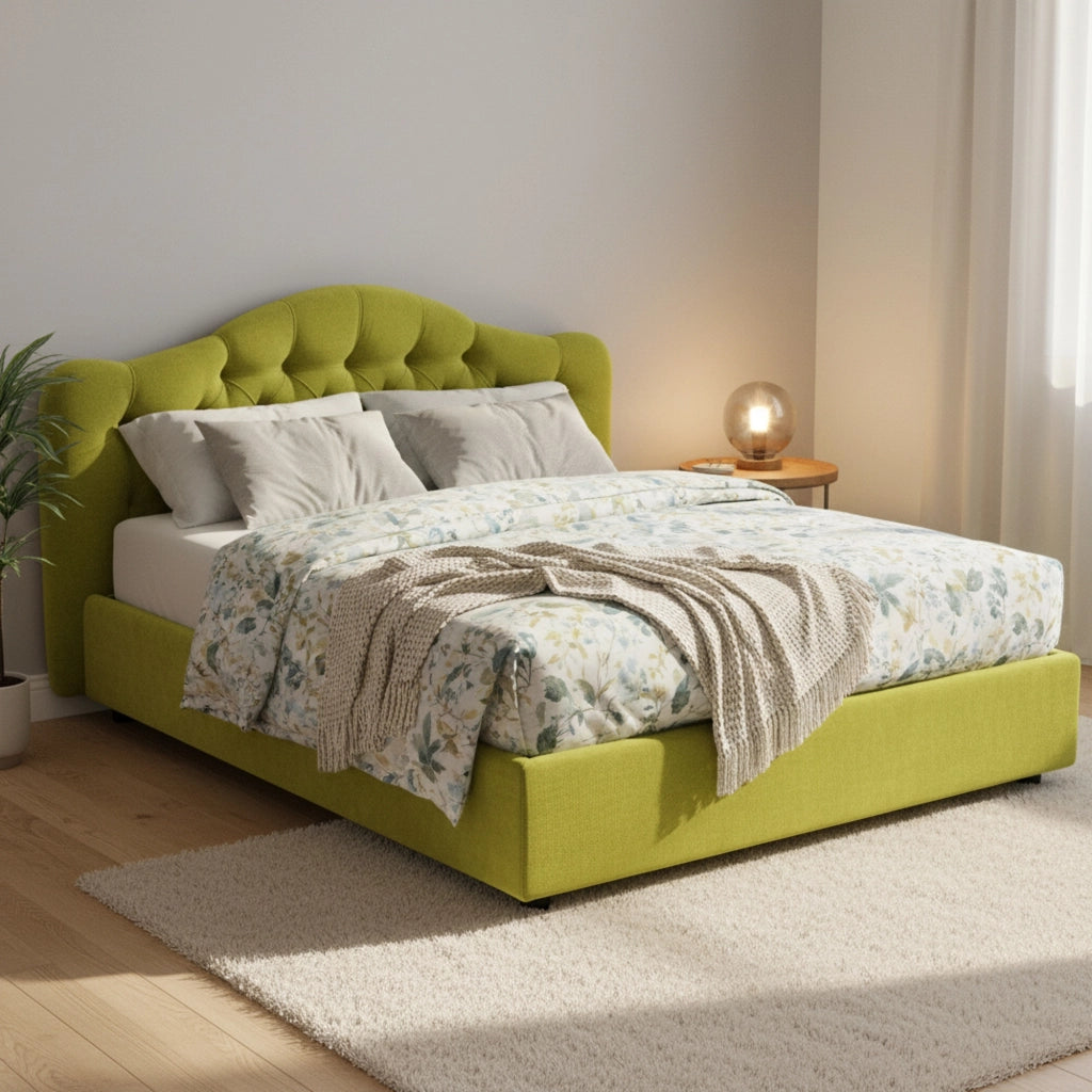 Letto Matrimoniale Arex, Letto Matrimoniale Sfoderabile Made in Italy, Verde