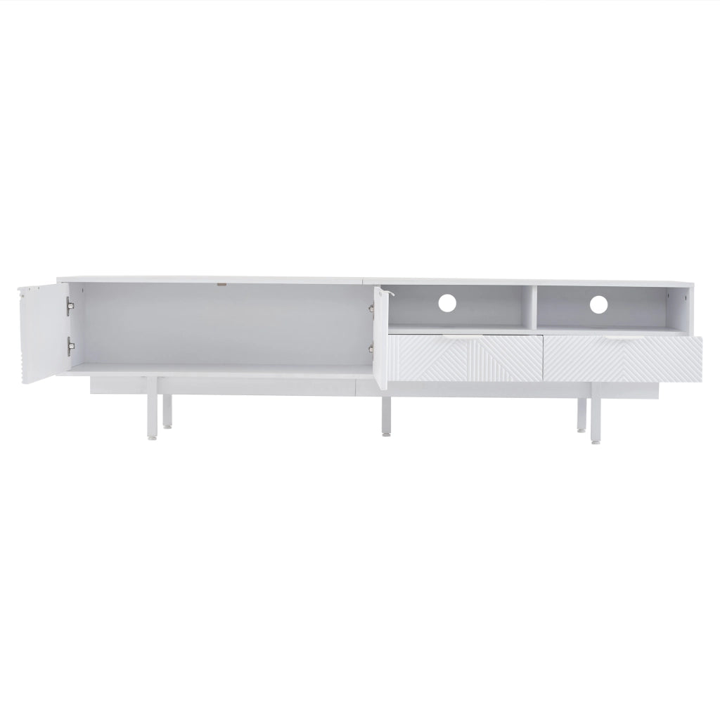 Mobile TV Geometrico con Ante e Vano Contenitore ¨C MINIMAL ¨C Bianco, 200x40x51 cm
