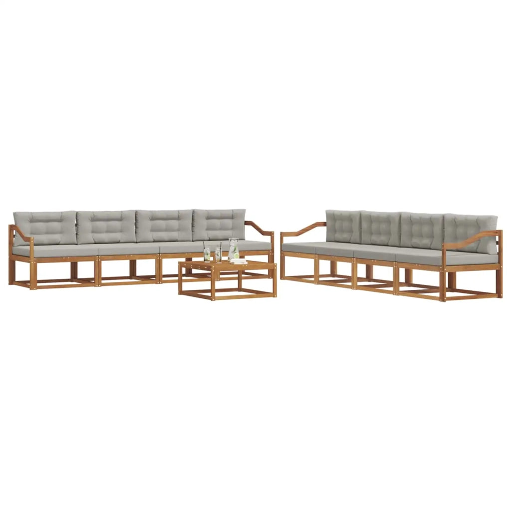 Set di divani da esterno 9 pcs Grigio Naturale e Chiaro 3367384