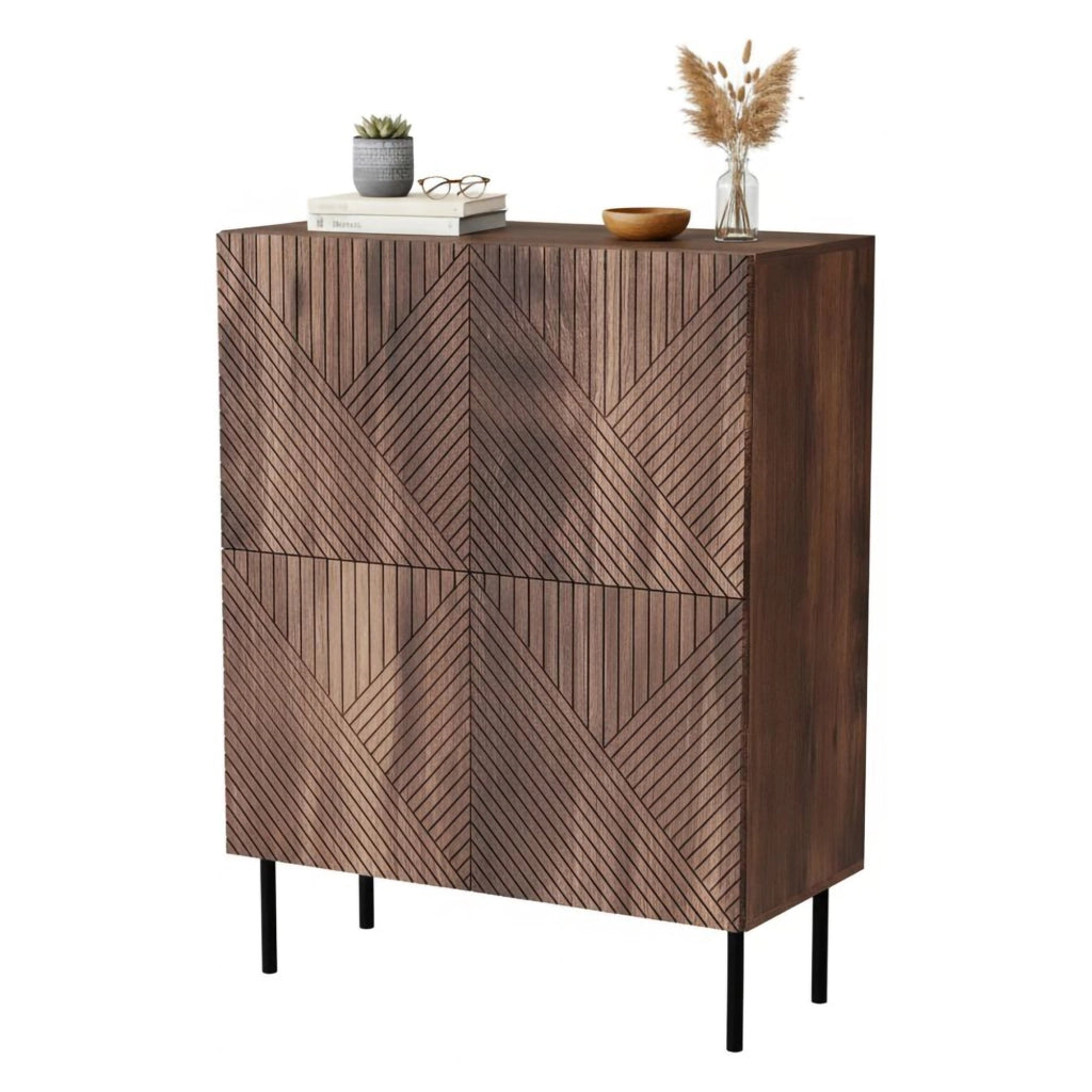 Credenza Gaby, Madia da salotto con due ante battenti, Rialzato da terra, 118x40 h89 cm, Noce