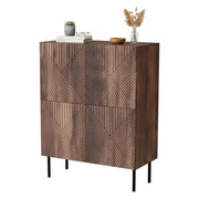 Credenza Gaby, Madia da salotto con due ante battenti, Rialzato da terra, 118x40 h89 cm, Noce
