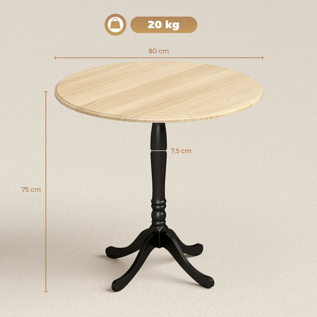 Tavolo da pranzo rotondo per 4 persone ¨C zephmum ¨C legno naturale e nero, ?80 cm