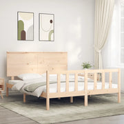 Giroletto con Testiera-Struttura Letto con testiera King Size in Legno Massello 825679