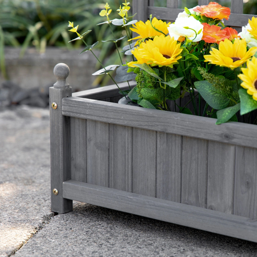 Vaso da fiori con graticcio per piante rampicanti ¨C zephmum ¨C grigio legno 64x28x120 cm